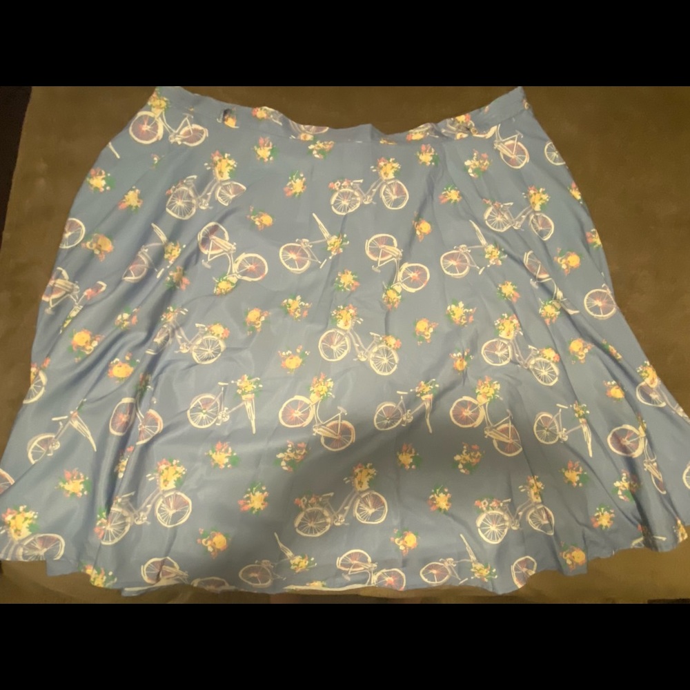 ModCloth blue skirt with bicycles and flowers size 4X